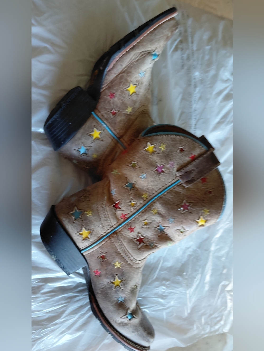 Girls Dan Post Starlett Cowboy Boots Leather Brown Youth Size 13D Big Kids